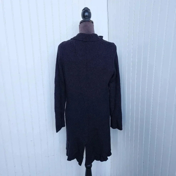 Sugar Rain Black Button Front Long  Cardigan Sweater Soft Acrylic Sz L - Picture 5 of 11